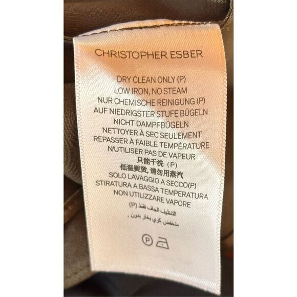 CHRISTOPHER ESBER Verdant Falls Draped Silk Satin Bodysuit in Seaweed NWT Size 8 - Picture 12 of 13